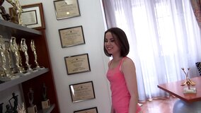 Sweet looking brunette fuck doll need a big dick in her butt hole