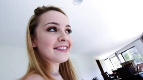 Alluring blonde honey riding on a huge pecker with so much joy