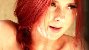 Ginger hottie is naked in the bathroom, playing with herself