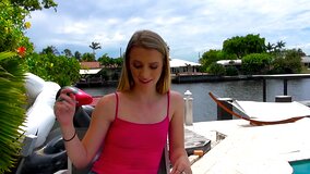 Lucky guy has hot outdoor sex with the lovely social worker